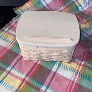 Longaberger whitewash recipe basket protector and lid